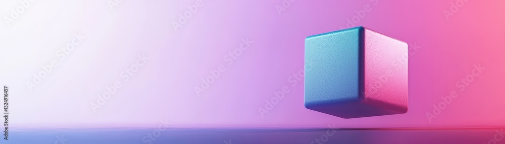Poster futuristic 3d cube icon representing technology and innovation in a colorful background