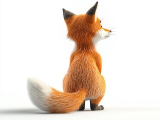 Fototapeta premium Curious red fox sitting and looking away 