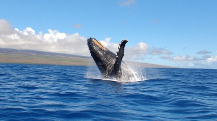 Obraz premium Humpback Whale Ocean Breaching Wildlife Photography