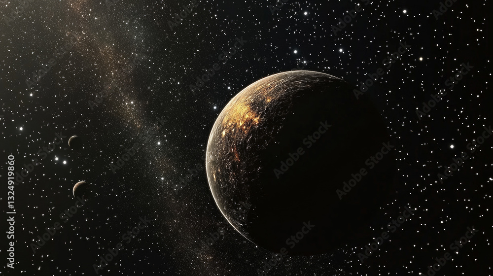 Poster abstract image of a planet earth in the form of a starry sky or space, consisting of points, lines, 