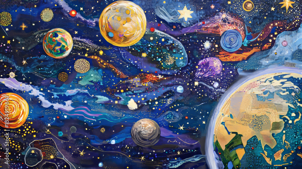Aufkleber abstract image of a planet earth in the form of a starry sky or space, consisting of points, lines, 