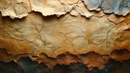 Fototapeta premium Handmade recycled paper with visible fibers, warm earthy tones, clean background