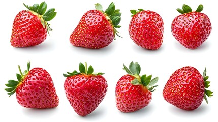 Set of strawberries isolated on white