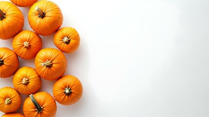 Top view of pumpkins on a white background
