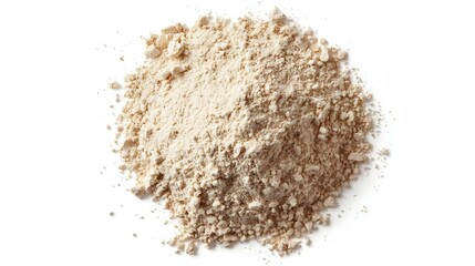 Top view of an integral rye flour pile isolated