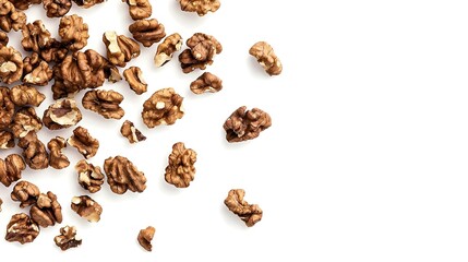 Tasty walnuts on white background