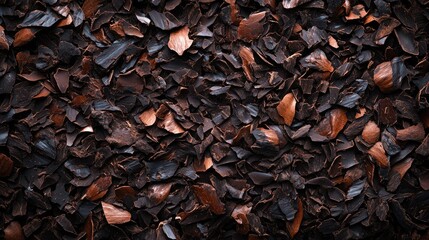Fototapeta premium Rich Cocoa Crumbles: Closeup of Dark Chocolate Shavings on a Brown Background