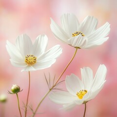 White cosmos, blurred pink