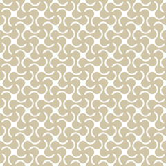 Abstract golden geometric seamless pattern. Elegant ornament texture with bold curved shapes, wavy grid, distorted surface. Funky groovy gold and white background. Repeatable vector playful design