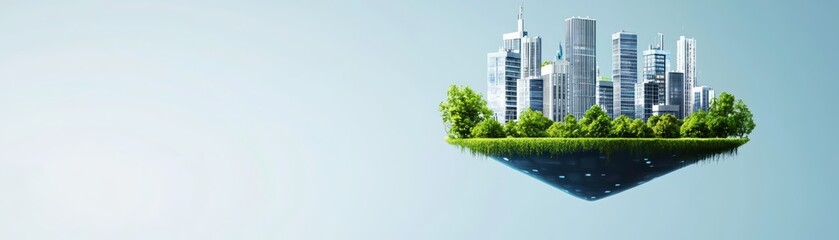 Fototapeta premium Futuristic Eco City Concept with High-Tech Elements and Lush Greenery in Metropolis Design