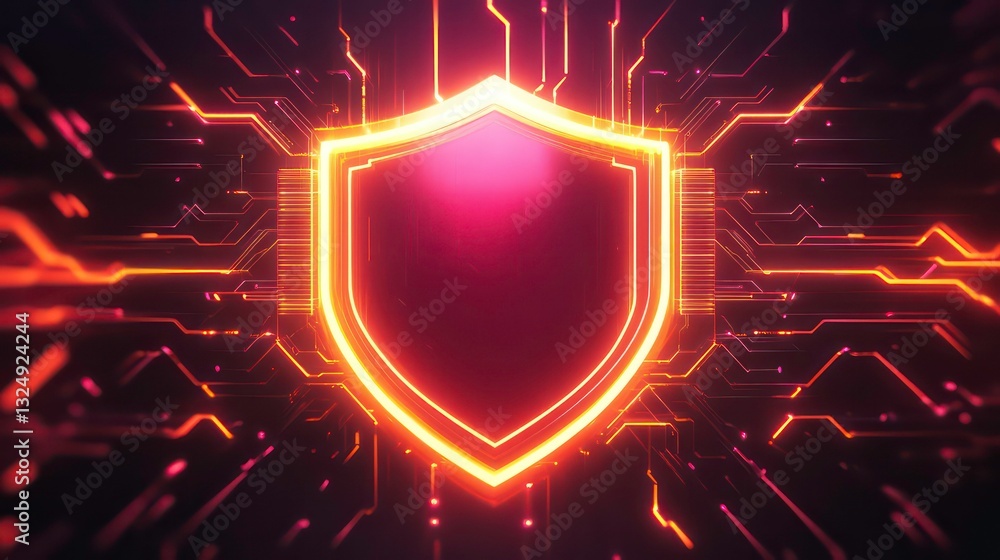 Aufkleber a stylized shield against a background of glowing circuit lines. represents cybersecurity, data prot