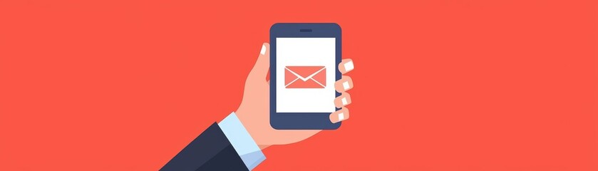 Minimalist Concept of Communication with Simple Email Illustration on Smartphone Display