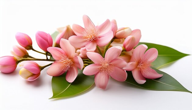 small pink flowers on white background flowers of the maprang tree
