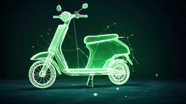 motorcycle electric delivery vehicle low poly wireframe ai generated video concept