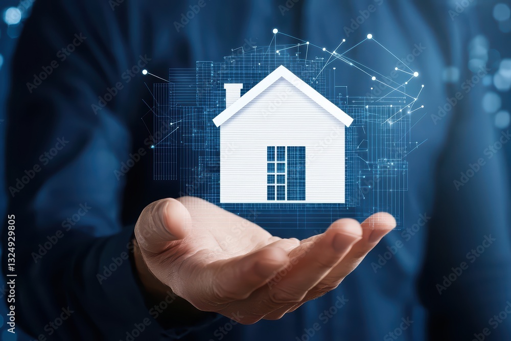 Aufkleber digital representation of property value assessment concept in modern interface design