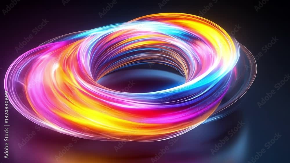 Poster a vibrant and mesmerizing swirl of colorful light, creating an abstract design that captivates the v
