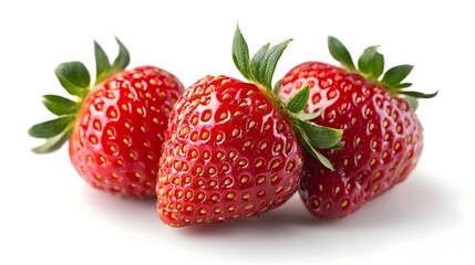 Fresh Red Strawberries Isolated on White Background