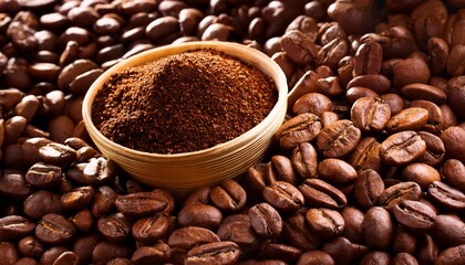 Fototapeta premium abundance of freshly roasted coffee beans