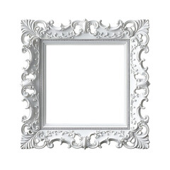 Elegant Frame's Centerpiece: Exquisite ornate white picture frame, intricately carved with detailed patterns, awaits a cherished image to be displayed.