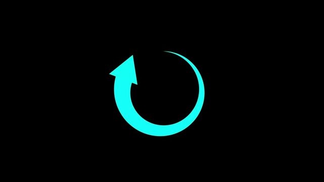 Refresh button icon animation. circle arrow icon set, reload, rotation on black background in white color. 4k animation.