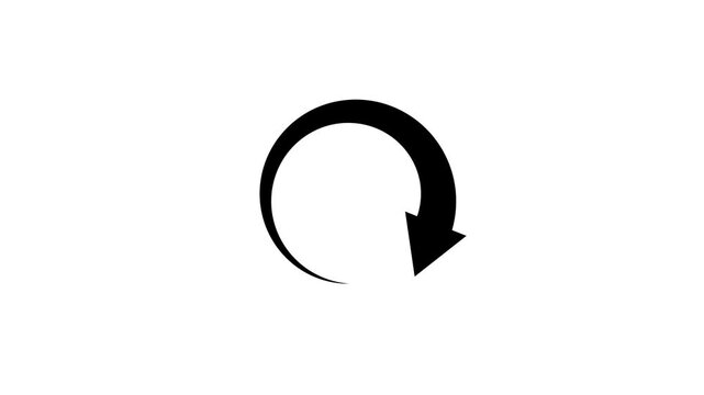 Refresh button icon animation. circle arrow icon set, reload, rotation on black background in white color. 4k animation.