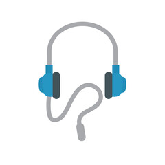 Vector Illustration of Wired Headset with Microphone for Communication and Audio Support