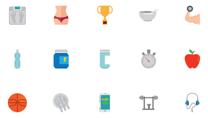 Set of exercise vector icons with a white background