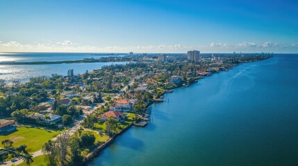 Aerial Perspective of Stuart: A Charming Southern Florida City with Ocean Views