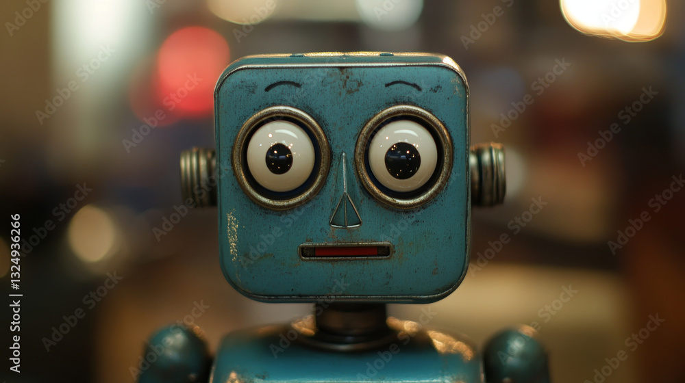 Poster robot trading on stock market. artificial intelligence of forex broker with analyzing business chart