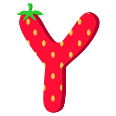 Playful Strawberry letter Y Illustration