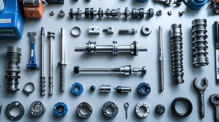 Fototapeta premium Precision Engineering: A Collection of Metal Parts