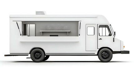 Fototapeta premium White food truck mock up Side view isolated