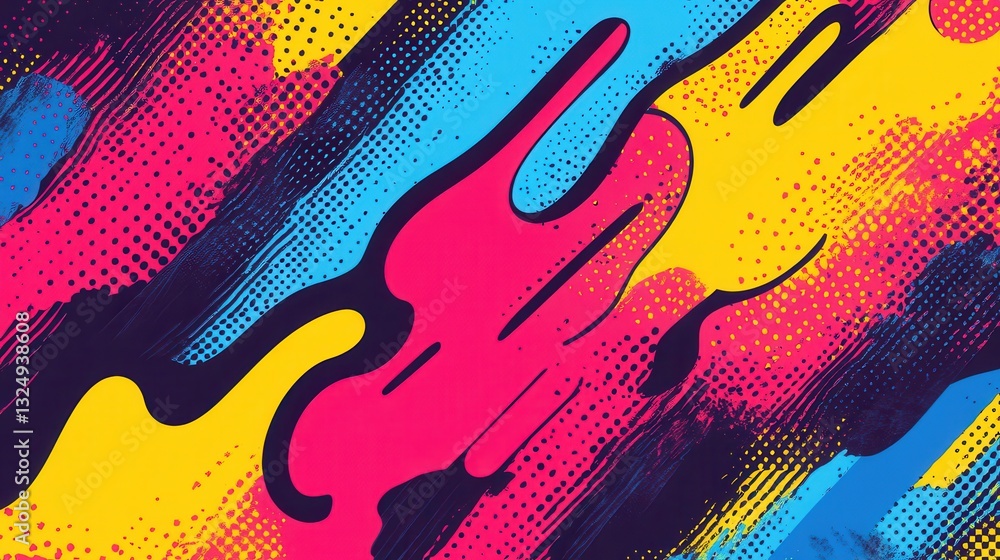 Leinwandbilder Vibrant comic book-style background with dynamic action lines and colorful halftone patterns creates an energetic, playful atmosphere for any creative project