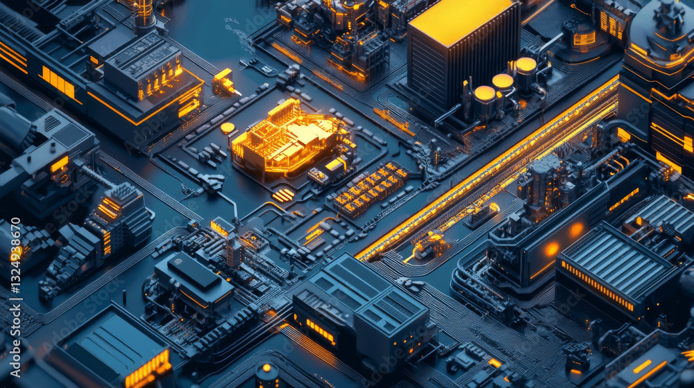 Poster mining blockchain concept illustration. digital crypto currency abstract background. fintech technol