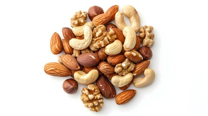unsalted mixed nuts isolated on white background