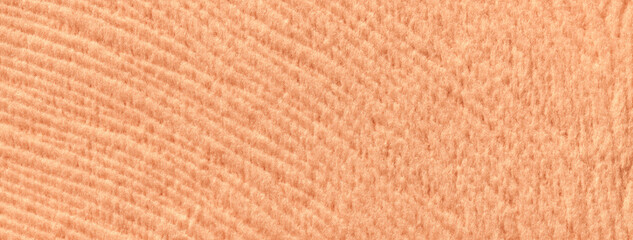 Fototapeta premium Texture peach and coral woolen textile background from soft wool material, macro. Structure orange fabric