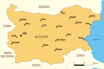 Obraz premium Vector Map of Bulgaria with Major Cities and Neighboring Countries – Editable Infographic