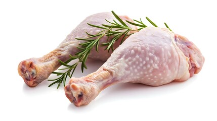 Raw chicken legs on white background