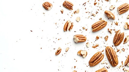 Peeled pecans with broken halves and pieces