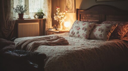 Cozy Floral Bedroom with Soft Ambient Light