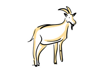 vector illustration of a goat's head, drawn in a modern and artistic style.
