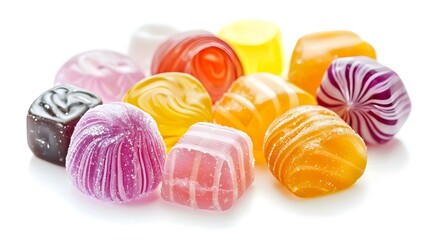 Obraz premium Fruit caramel hard candies isolated on white