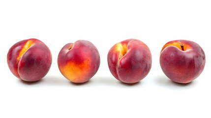 Obraz premium Group of four whole sweet red peach isolated