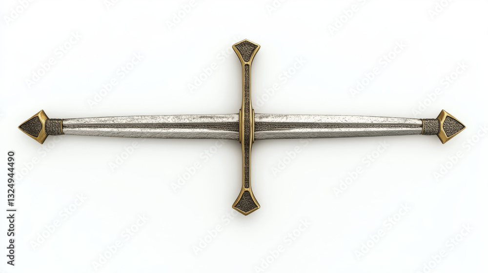 Poster abstract polygonal crossed swords isolated on white background. low poly wireframe vector illustrati