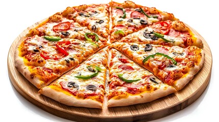 big tasty pizza on a white background