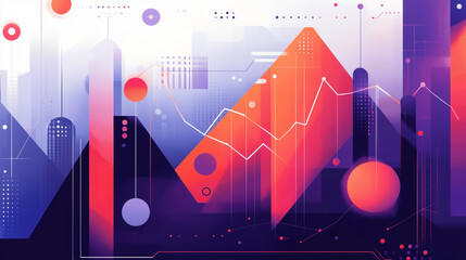 Abstract geometric shapes representing fluctuating stock values with a bold, high-tech aesthetic