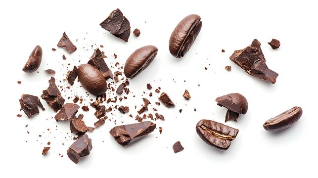 Broken coffee bean craked crushed isolated Kopi