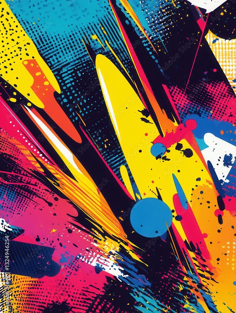 Aufkleber vibrant comic book style background with dynamic action lines and halftone patterns for visual story