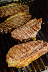 Juicy Grilled Steaks on Barbecue Grill