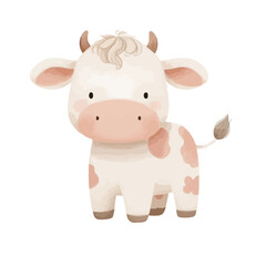 Fototapeta premium Sweet farm cow character with cheerful expression and soft features
